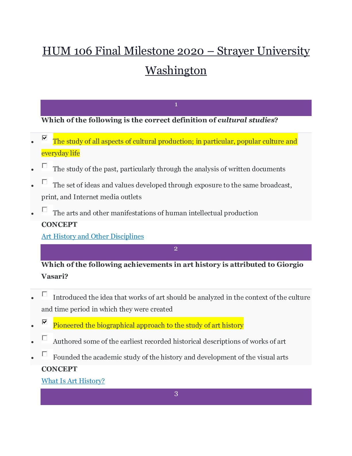 Preview image for HUM 106 Final Milestone _ 2020 | HUM106 Final Milestone _ 100% CORRECT